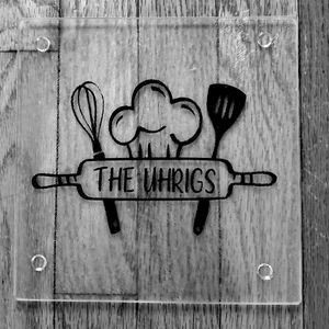 Custom glass cutting board/trivet/spoon holder